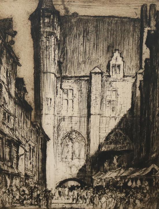 Sir Frank Brangwyn , etching, La Boucherie, Antwerp(-)